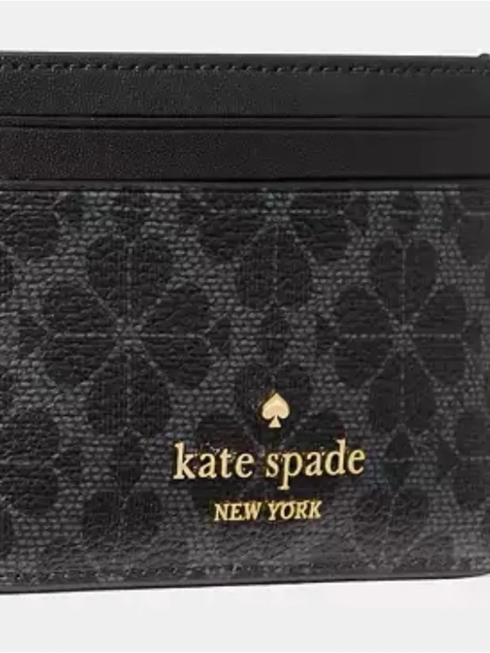 kate spade Black Floral Embossed Card Holder with Gold Logo